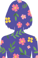Floral Silhouette Illustration of Woman for International Women's Day Celebration and Empowerment