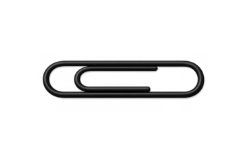 Black metal paperclip on transparent background holding documents together as office stationery supply