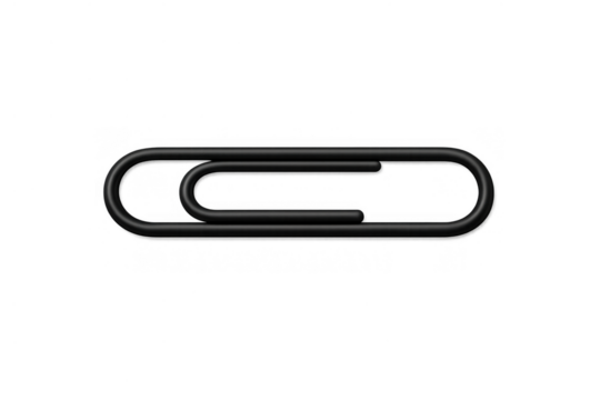 Black metal paperclip on transparent background holding documents together as office stationery supply - Powered by Adobe