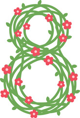 Floral Number 8 Illustration for International Women's Day Celebration, Feminine Spring Design