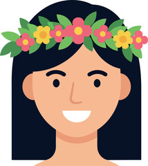 Smiling Woman with Floral Crown Vector Illustration for International Women's Day Celebration