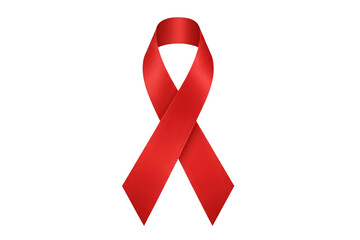 Red awareness ribbon isolated on transparent background