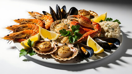Gourmet seafood platter with assorted delights