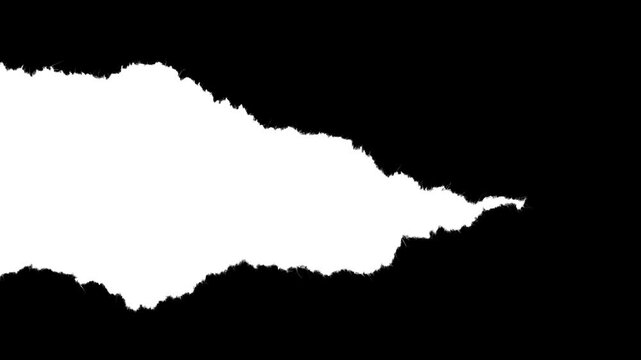 Fast torn paper matte transition with large diagonal tear. Black and white luma mask for dynamic diagonal wipes, creative reveals and professional video compositing.