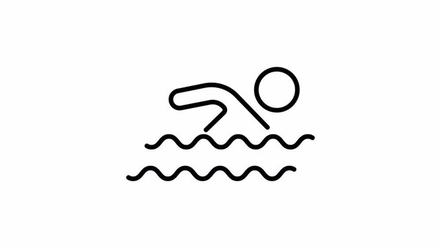 Swimming Icon Animation Seamless Loop 4K Alpha Channel