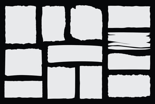 Hand-Drawn Torn Paper Edges - Black and White Creative Texture Elements for Design Projects