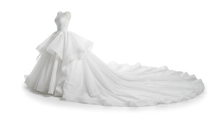 Woman Wedding Party Dress Isolated on White Background  Elegant Female Formal Gown