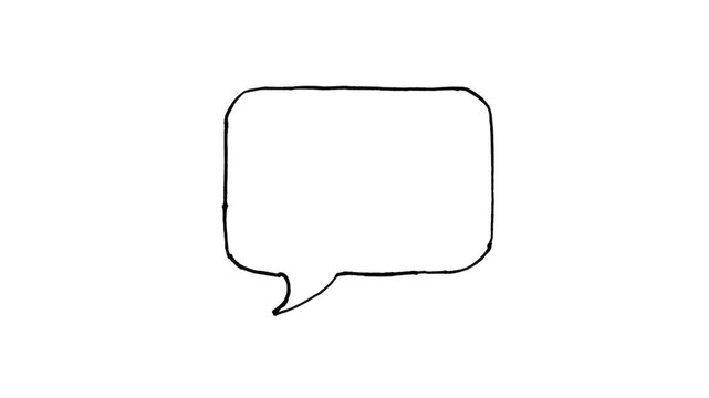 Hand-drawn horizontal rectangular speech bubble animation on white background, perfect for comic book dialogue, social media messaging, and minimalist cartoon video overlays.
