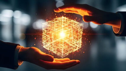 Business professionals sharing innovative technology concept