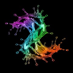 Abstract water splash in vibrant rainbow colors against black background