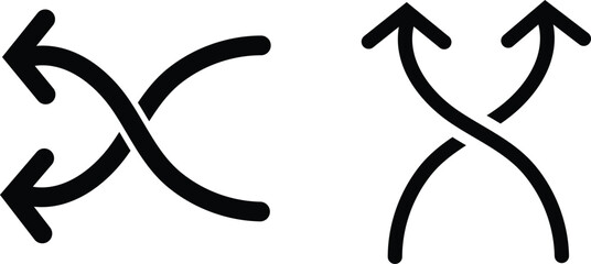 Curved Crossing Arrows Icon Set &ndash; Direction and Flow Symbols .