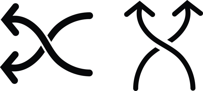 Curved Crossing Arrows Icon Set &ndash; Direction and Flow Symbols .