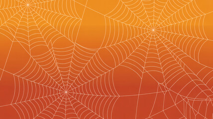 Intricate spider web on vibrant orange background for Halloween