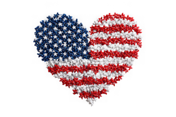 American flag heart isolated on transparent background