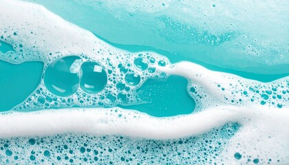 Foaming detergent bubbles float with soap