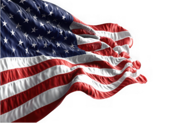 American flag waving isolated on transparent background
