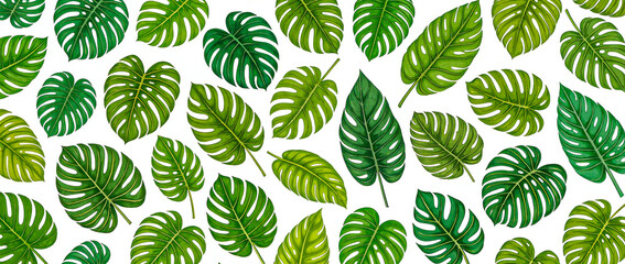 green leaves seamless pattern