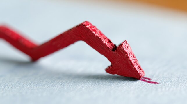 Graph shows a downward trend with a red arrow pointing downwards on paper - Powered by Adobe