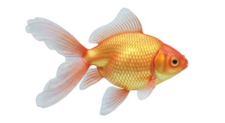 Vibrant Goldfish with Elegant Flowing Fins, Isolated on Transparent Background