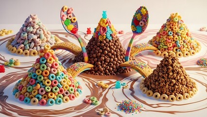 Colorful cereal cone display