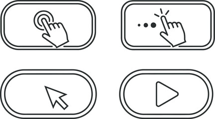 Set of simple black buttons with icons for web interface