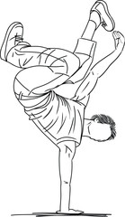 Breakdance Performer Doing One-Hand Freeze