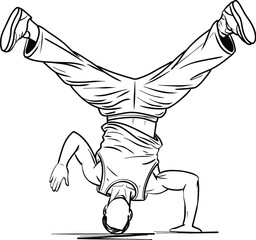 Breakdance Dancer Performing Headstand Freeze