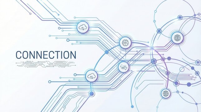 Digital connection technology abstract circuit board with AI,cloud computing,network and global connectivity icons - Powered by Adobe