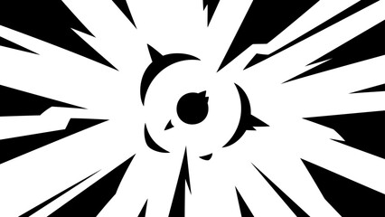 爆発と斜めに削れたかっこいい集中線のシルエットの背景_16:9