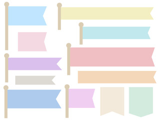 パステルカラーの旗の形のフレームのセット