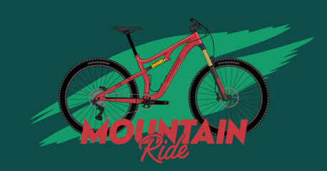 Fototapeta premium An illustrative graphic depicting a mountain bike, representing adventure, sports, and outdoor activities alongside a bold and dynamic artistic style.
