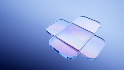 Elegant minimalist glass plates with dispersion light effect moving
