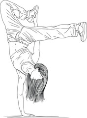 Female hip hop dancer performing a handstand sketch