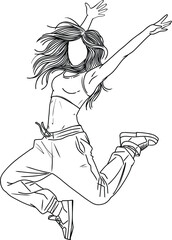 Hip Hop Dance Jumping Pose Drawing