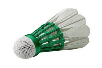 Green badminton shuttlecock isolated on transparent background