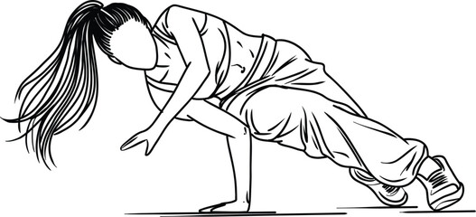 Hip Hop Dance Floor Pose Drawing