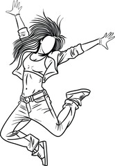 Hip Hop Dance Jumping Pose Drawing