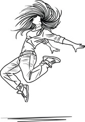 Hip Hop Dance Jumping Pose Drawing