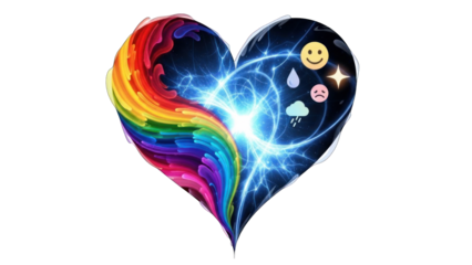 Heart with Rainbow Emotions and Lightning