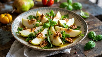 A dish of Georgian cuisine.
Salad of pears with nuts.
