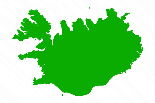 Green Vector Map of Iceland Country