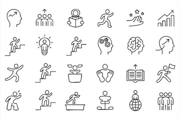 Naklejka premium Growth and Success UI Icons for Education and Development Apps