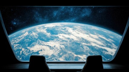 View of Earth from a spacecraft with dark space in the background