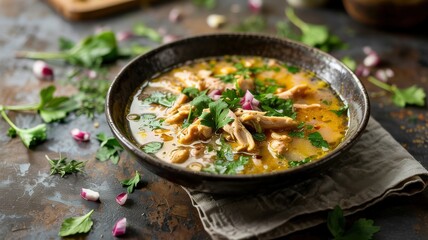 A dish of Georgian cuisine.
Classic Georgian chikhirtma is a thick, rich soup based on concentrated meat broth, which Georgians often call the "king of soups."