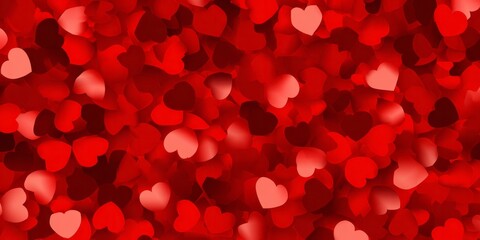Numerous overlapping hearts create a vibrant, deeply saturated red background pattern