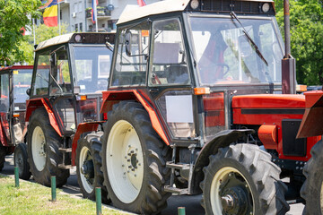 Fototapeta premium Farmers blocked traffic with tractors during a protest