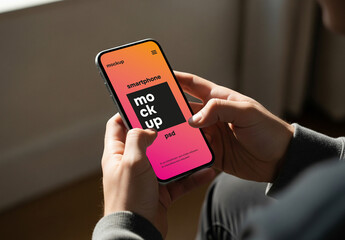 Close up of a person holding a smartphone