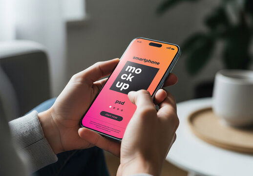 Close up of a person holding a smartphone