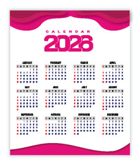 Modern 2026 Calendar design 