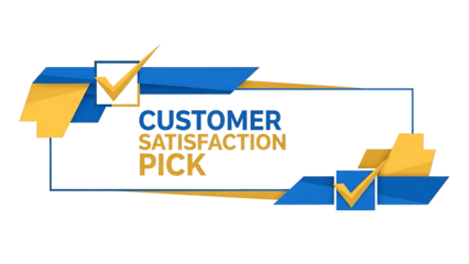 Customer Satisfaction Pick isolated on a transparent background checkmark blue and yellow